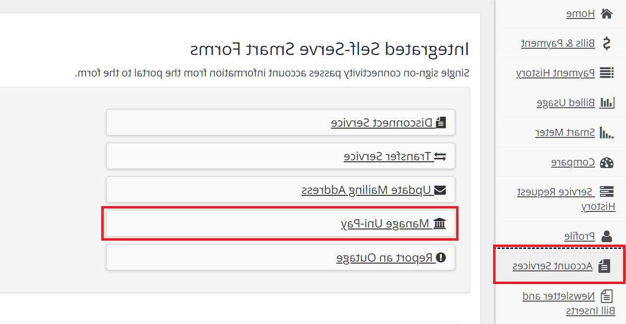 Account Services, Manage Uni-Pay
